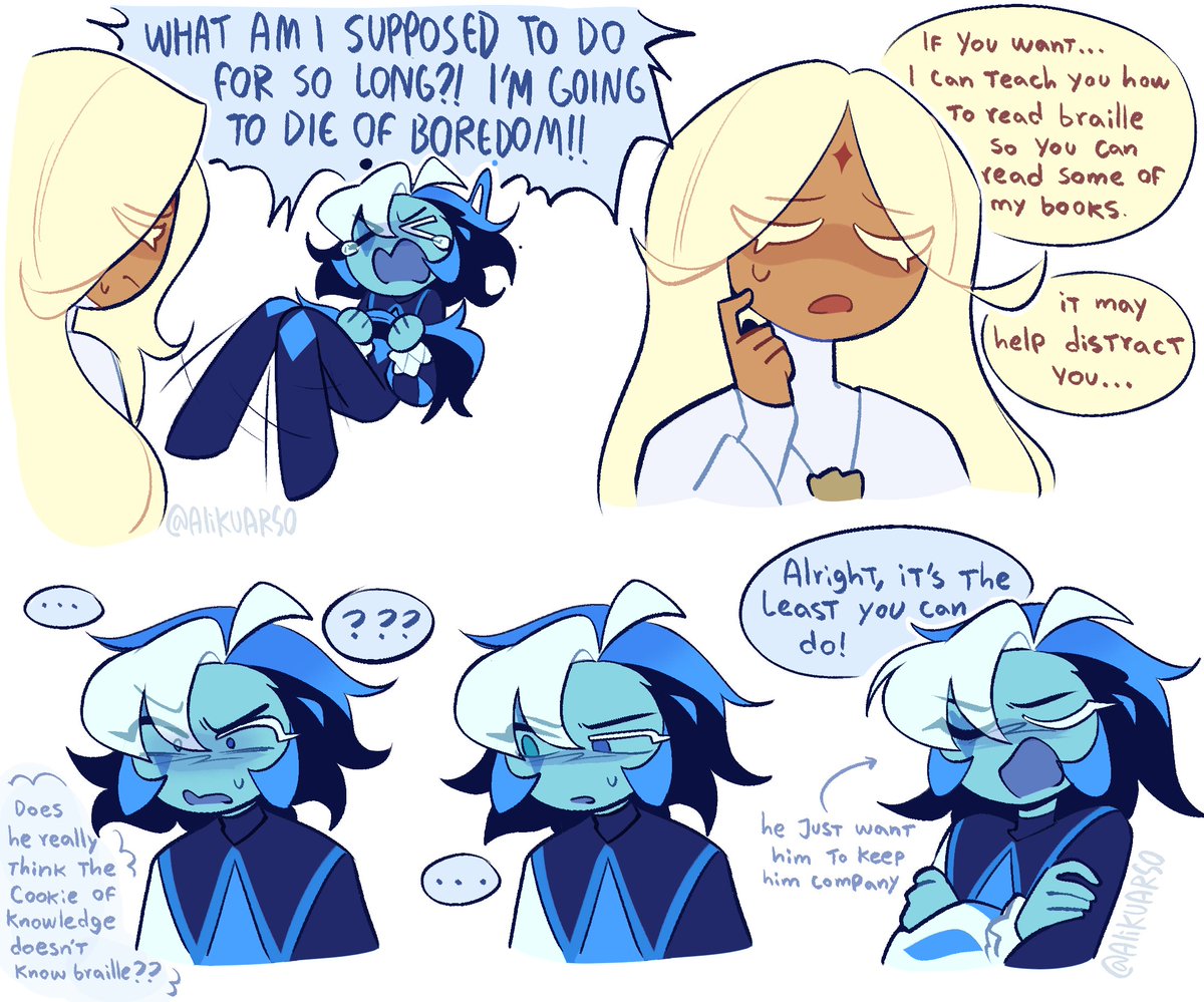 [1/2]
Never let a blind person cut your hair
(Shadow Milk's missing pupils are part of his blindness)
#shadowmilkcookie #PureVanilacookie #shaodwvanilla