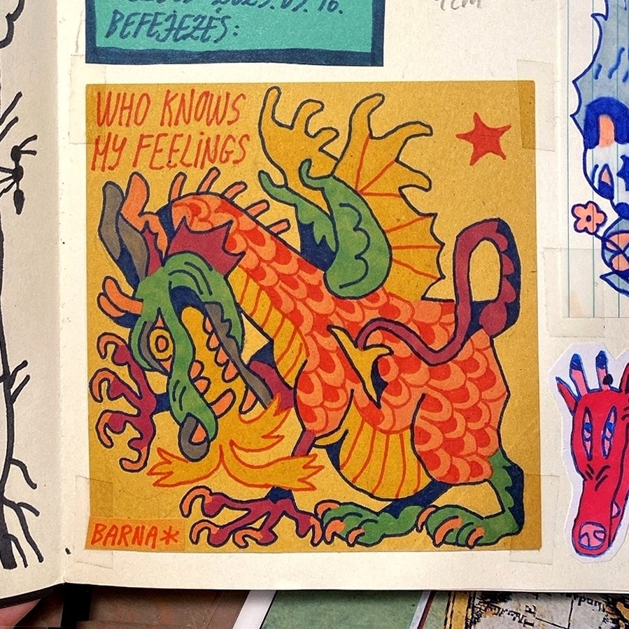 sketchbook page of dragon vent doodle 