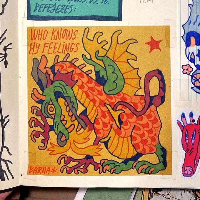 sketchbook page of dragon vent doodle 