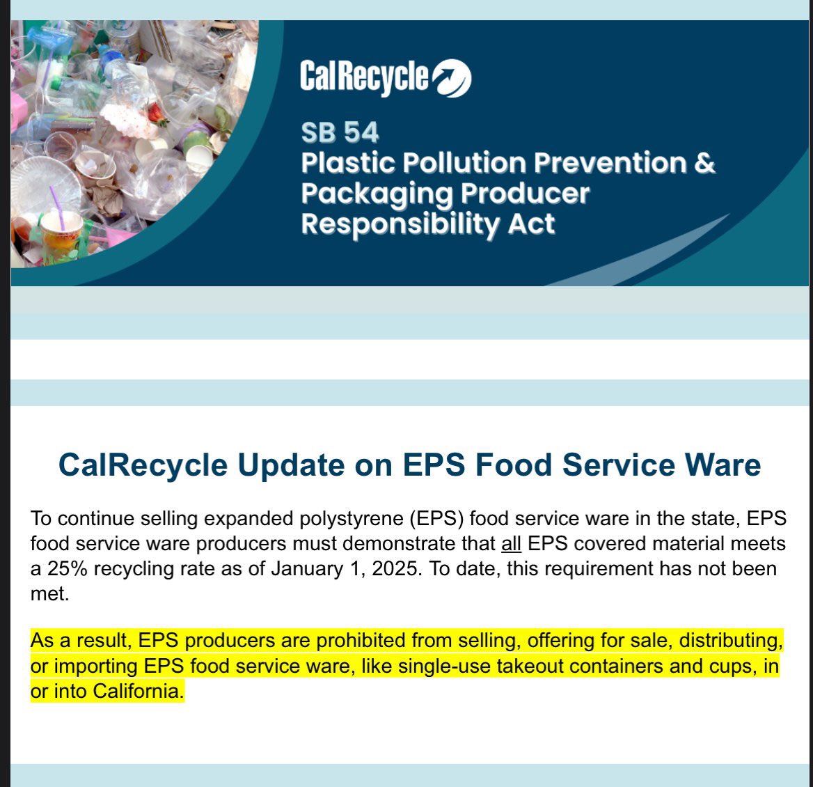 Senator Catherine Blakespear (@senblakespear) on Twitter photo Thank you <a href="/CalRecycle/">CalRecycle</a> for publicly stating what the law in CA now reflects, which is that styrofoam can no longer be sold here! This is an environmental win for our oceans, waterways, and human and animal health. Thank you <a href="/CalRecycle/">CalRecycle</a> for publicly stating what the law in CA now reflects, which is that styrofoam can no longer be sold here! This is an environmental win for our oceans, waterways, and human and animal health.