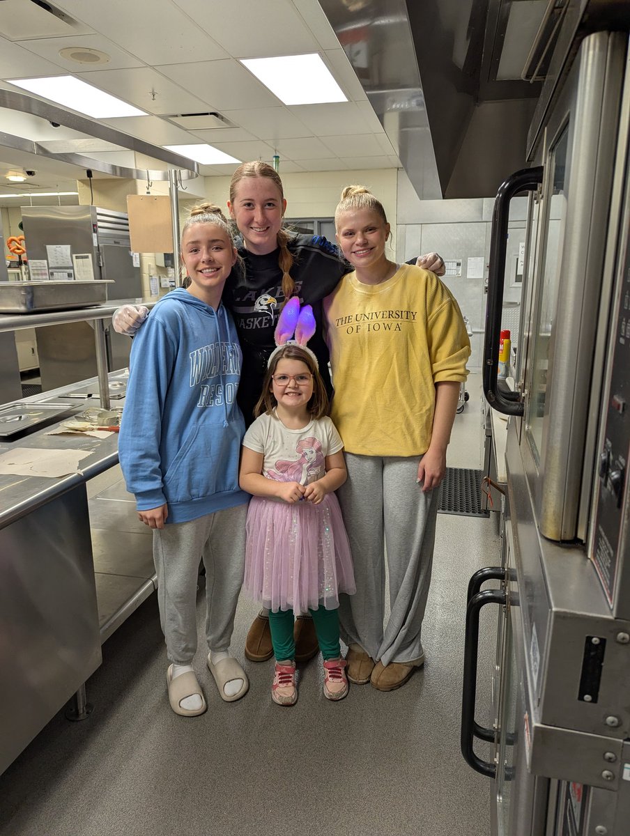 Easter Bunny pancake breakfast! With these 3 making the pancakes!
