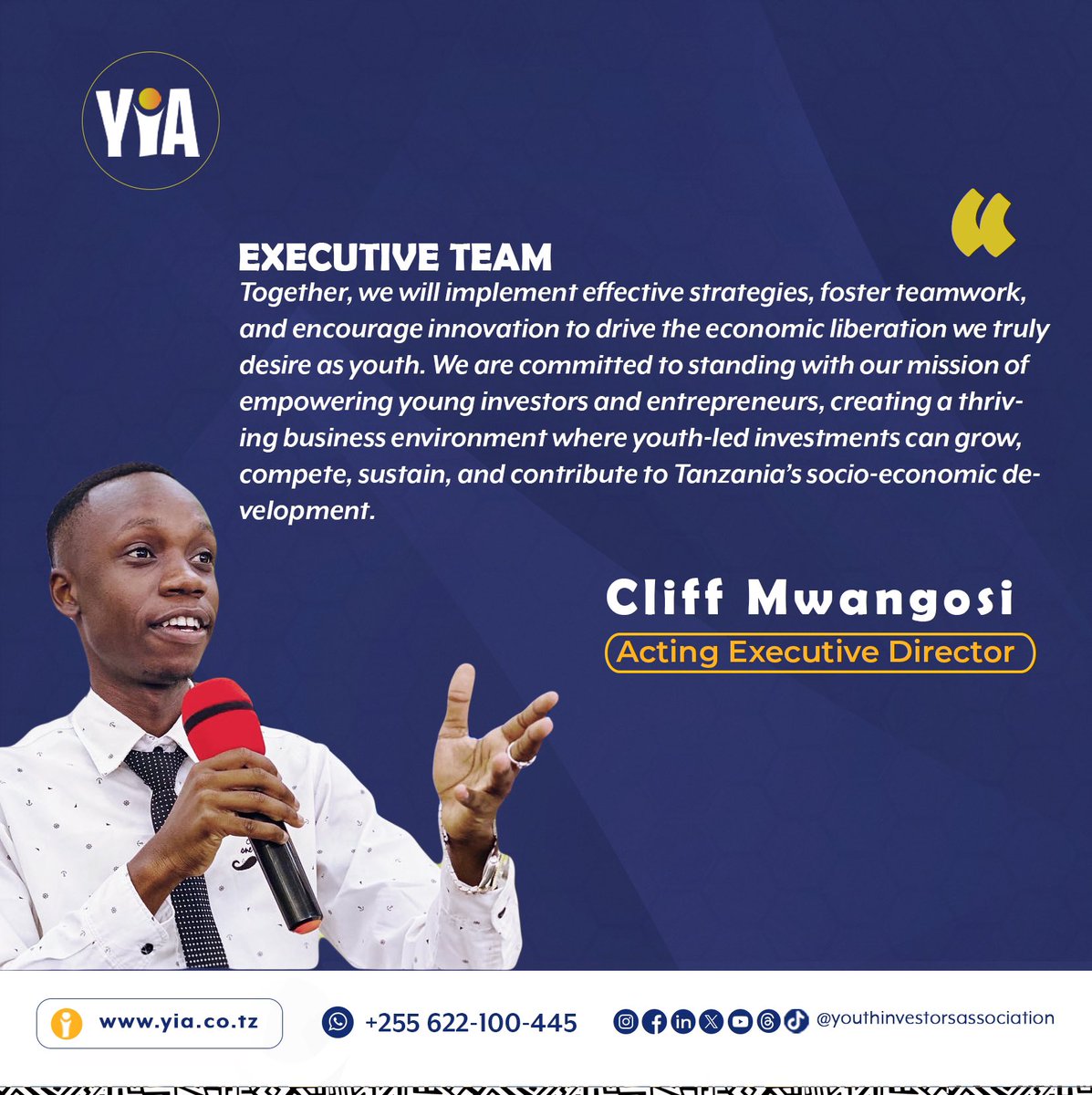 YIA is pleased to share a message from our new Acting Executive Director, <a href="/CliffMwangosi/">Cliff Mwangosi</a>: “I am honored to take on this role and work alongside the incredible YIA team and members. In this era of profound challenges and opportunities, together, we will implement effective ..