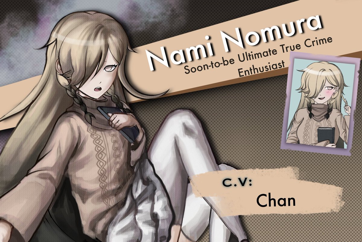 🍄Chan🍄 |Artist🌱Actress| (@chandoesart) on Twitter photo 🔪ROLE ANNOUNCEMENT⚰️
"People are capable of.. Terrible, gruesome things!"
⛓️
I will be voicing this skiddish weirdo,
Nami Nomura! The 'Soon-To-Be' Ultimate True Crime Enthusiast!
⛓️
The first episodes are out on YouTube! Please support this wonderful cast in
<a href="/DROrionsBelt/">Danganronpa: Orion’s Belt</a>! 🔪ROLE ANNOUNCEMENT⚰️
"People are capable of.. Terrible, gruesome things!"
⛓️
I will be voicing this skiddish weirdo,
Nami Nomura! The 'Soon-To-Be' Ultimate True Crime Enthusiast!
⛓️
The first episodes are out on YouTube! Please support this wonderful cast in
<a href="/DROrionsBelt/">Danganronpa: Orion’s Belt</a>!