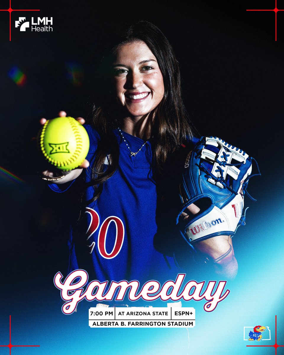 Kansas Softball (@kusoftball) on Twitter photo Another one on deck 👊
➡️ at Arizona State
⏰ 7:00 PM CT
📍 Alberta B. Farrington Softball Stadium
📺 ESPN+
📊 bit.ly/4liNLfT
#RockChalk | <a href="/lmhorg/">LMH Health</a> Another one on deck 👊
➡️ at Arizona State
⏰ 7:00 PM CT
📍 Alberta B. Farrington Softball Stadium
📺 ESPN+
📊 bit.ly/4liNLfT
#RockChalk | <a href="/lmhorg/">LMH Health</a>