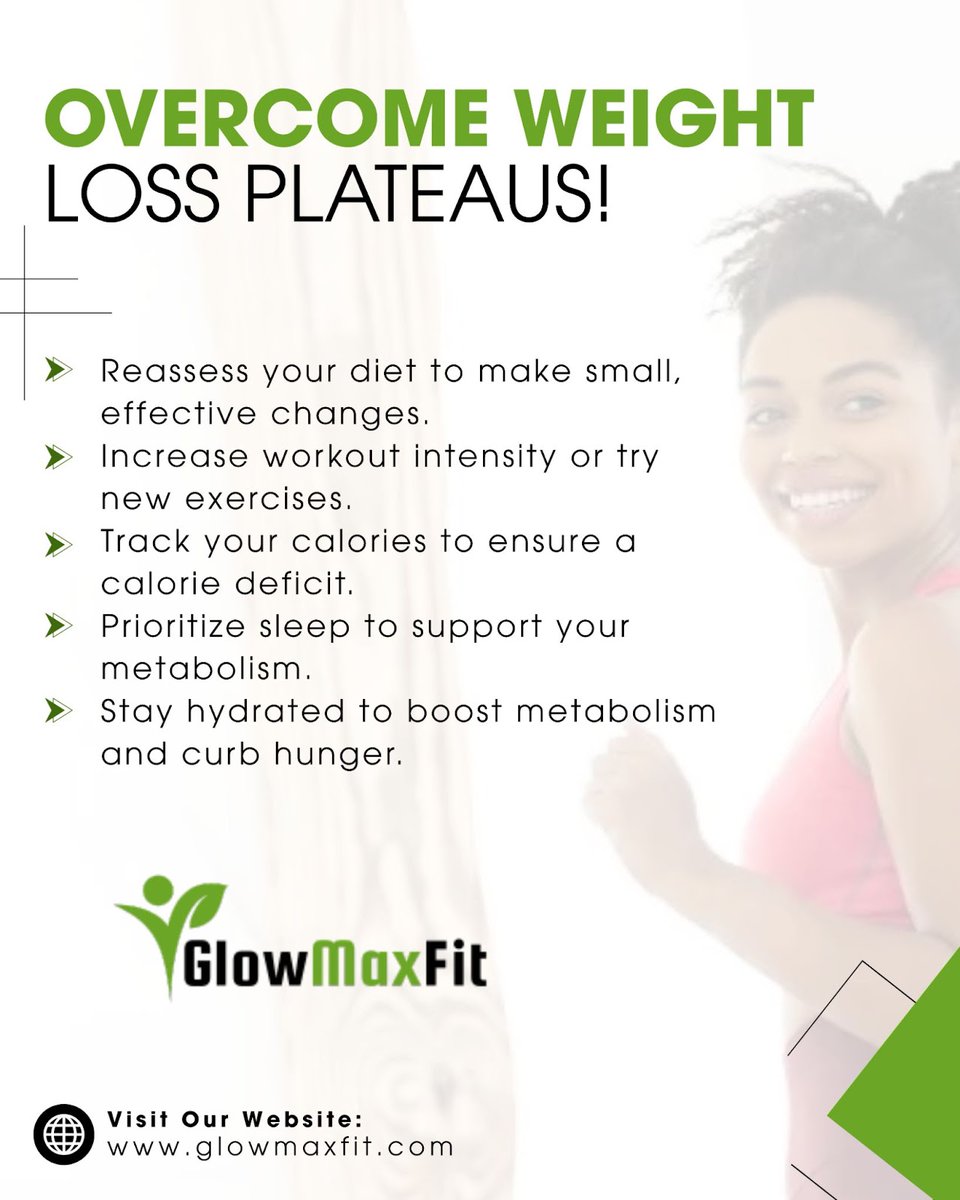 GlowmaxFit's tweet image. �� Consistency and patience are key! Keep at it, and don’t let a plateau discourage you. Break through it with these strategies and continue your path to success.

Visit Our Website:
glowmaxfit.com

#glowmaxfit #HealthAndWellness #ExerciseForWeightLoss