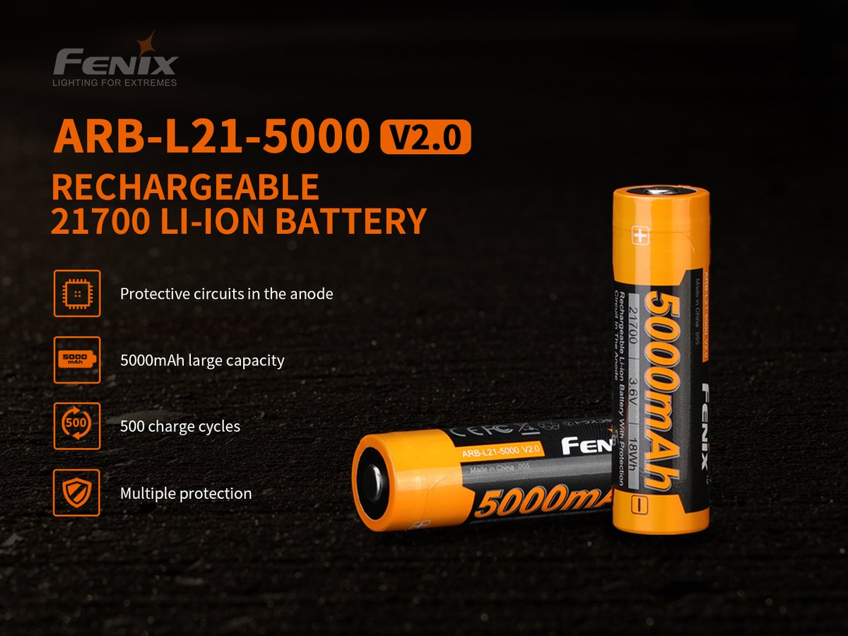 FenixLinternas's tweet image. 📢🔋 Nueva batería Fenix ARB-L121-5000 V2.0
⚡ Circuitos de protección en el ánodo
⚡ 500 ciclos de carga
⚡ Ultracompatible
Todos los detalles de esta super batería en nuestra web: bit.ly/3E86XMB