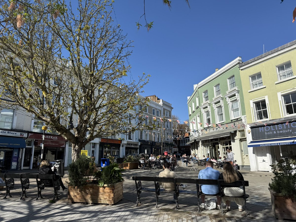 Such a gorgeous day! “Well-manicured”Belsize Village is the place to be, to quote the FT Weekend!