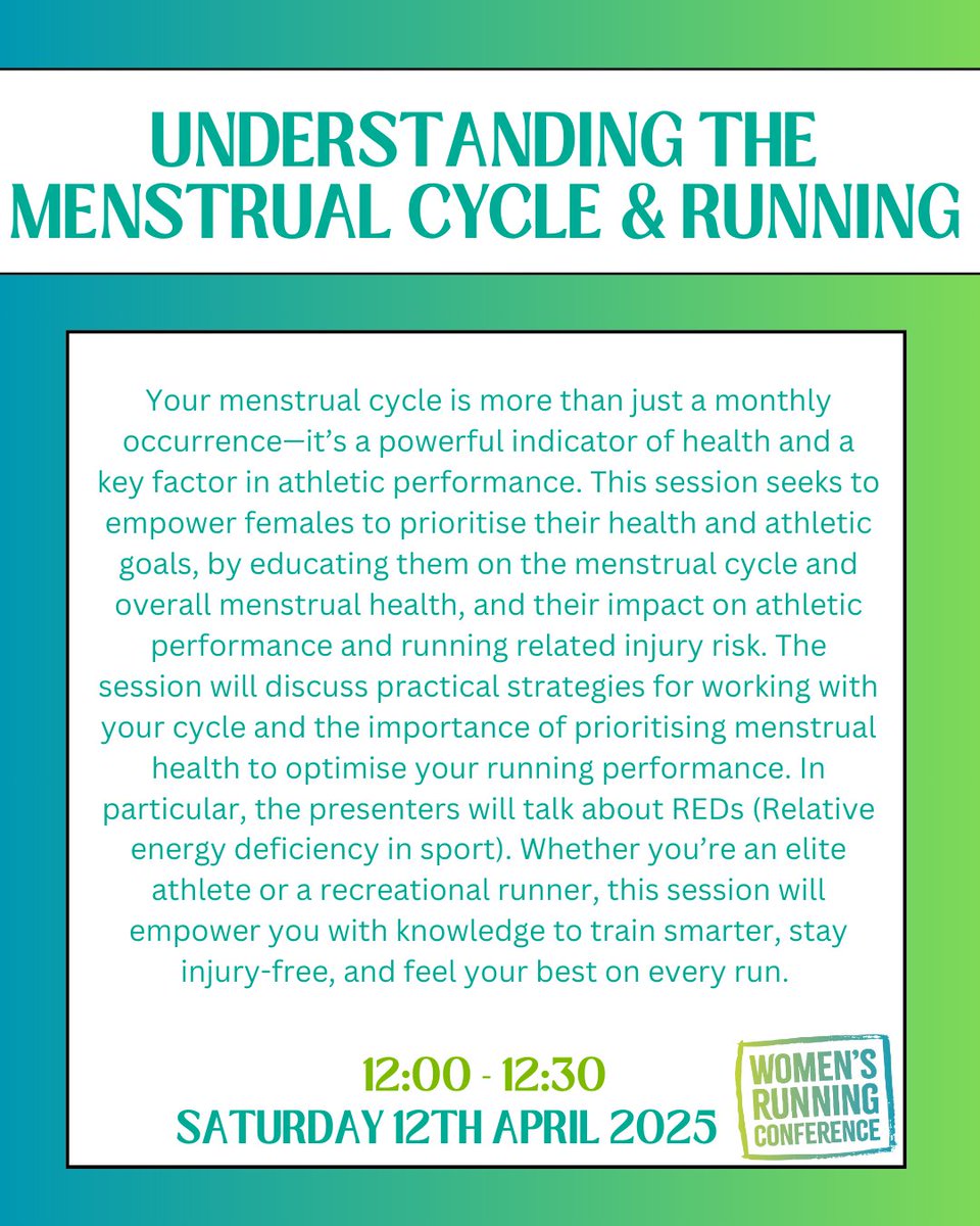 🌟WOMEN'S RUNNING CONFERENCE - EXPERT ANNOUNCEMENT🌟

We are thrilled to announce that <a href="/EGoldsmithPhys/">Esther Goldsmith</a> and <a href="/rebeccashudson/">rebecca hudson</a>  will both be providing a lecture on Understanding the Menstrual Cycle &amp; Running!

Find out more via the link below. 👇
tinyurl.com/WomensRunningC…