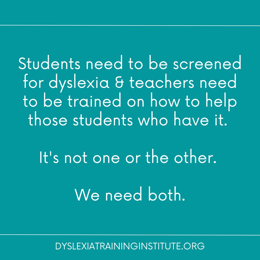 We can’t screen students for dyslexia and not provide training for teachers on how to help them. We need both in order to effectively help our students who are struggling with dyslexia. #dyslexia
