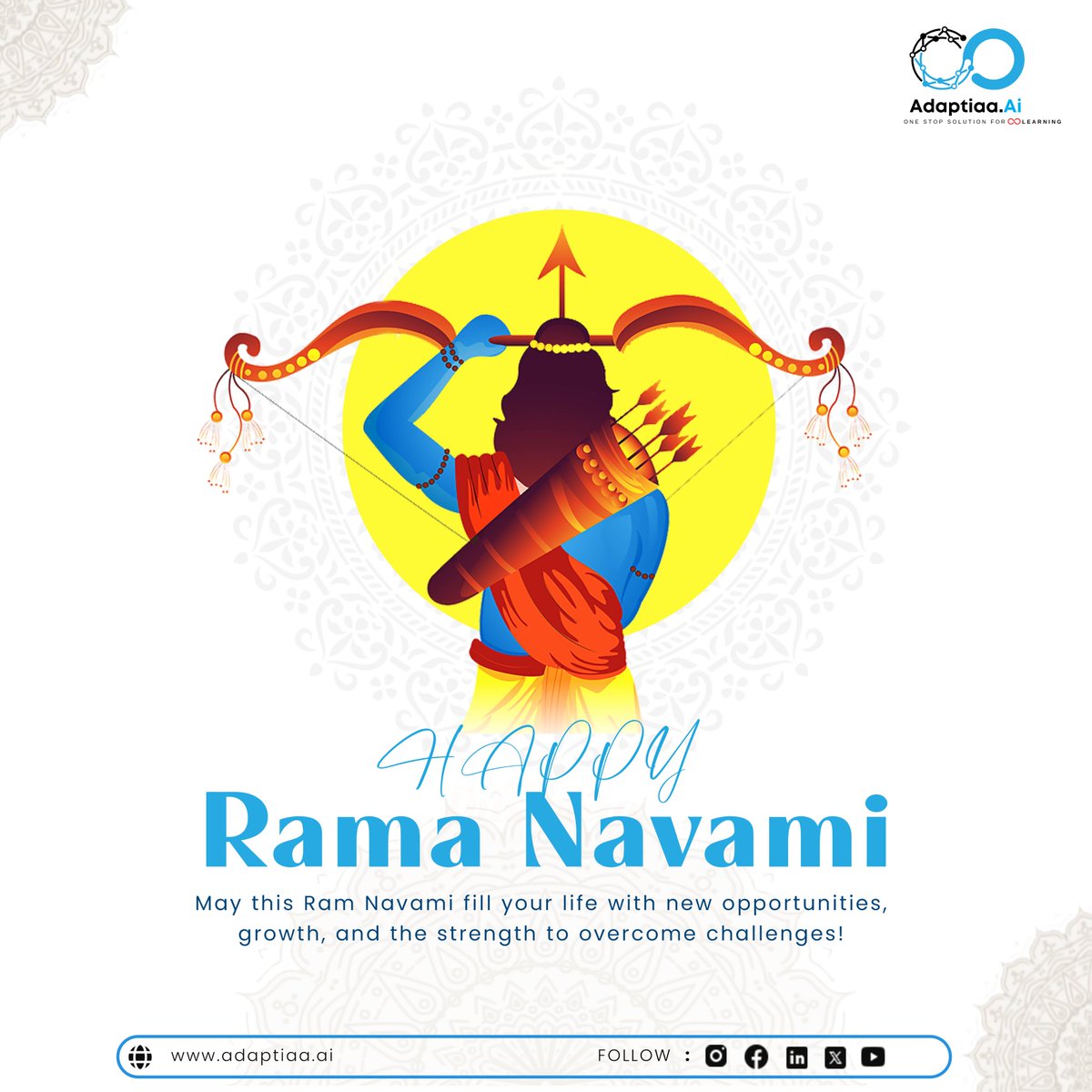 adaptiaaai's tweet photo. 🌟 Happy Sri Rama Navami! 📷 Celebrating Lord Rama's birth with Adaptiaa Ai. May his teachings guide us to righteousness &amp; prosperity. Jai Shri Ram! 

📷https://t.co/LDdhAtrRh0 

#SriRamaNavami #AIInnovations #AIForBusiness #adaptiaa #adaptiaaai https://t.co/86k9lOc9rF