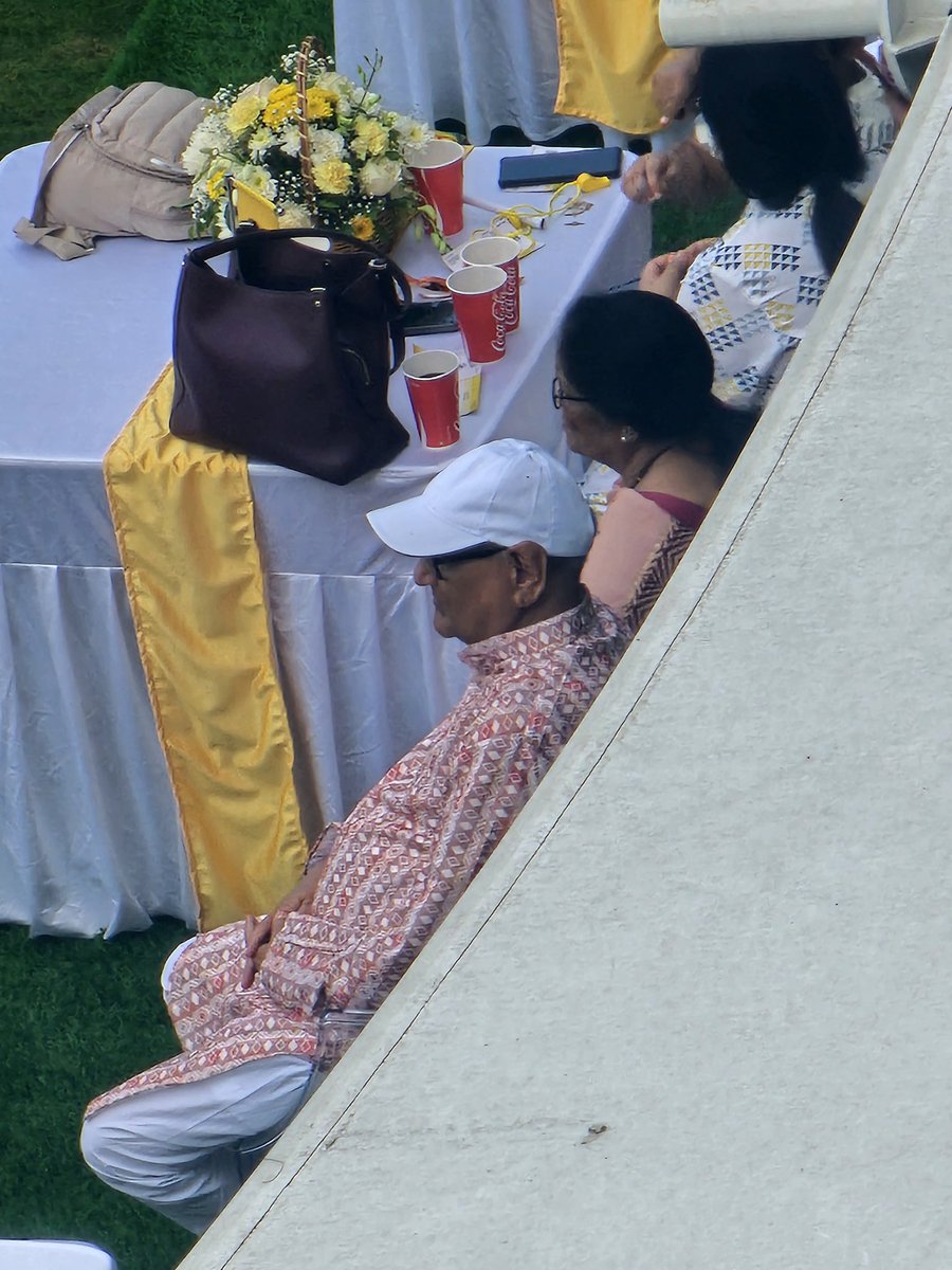 TrendsDhoni's tweet photo. Parents of Thala @MSDhoni are at the CHEPAUK for the first time ever 💛

#WhistlePodu #CSKvsDC #IPL2025 https://t.co/b40A27g4M3
