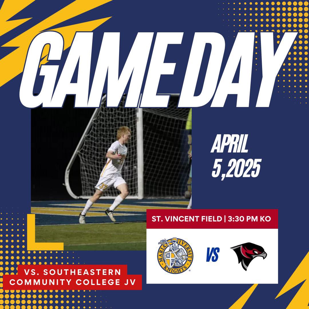 IT’S MATCH DAY, lads!!

A packed day of ⚽️ at St. Vincent Field.

The first team is scheduled for a 10:00 AM kick off vs. Parkland College, and 1:00 PM kick off vs. Southeastern CC.

The Developmental Team will kick off at 3:30 PM vs. Southeastern CC JV.  

#GoKnights ⚔️