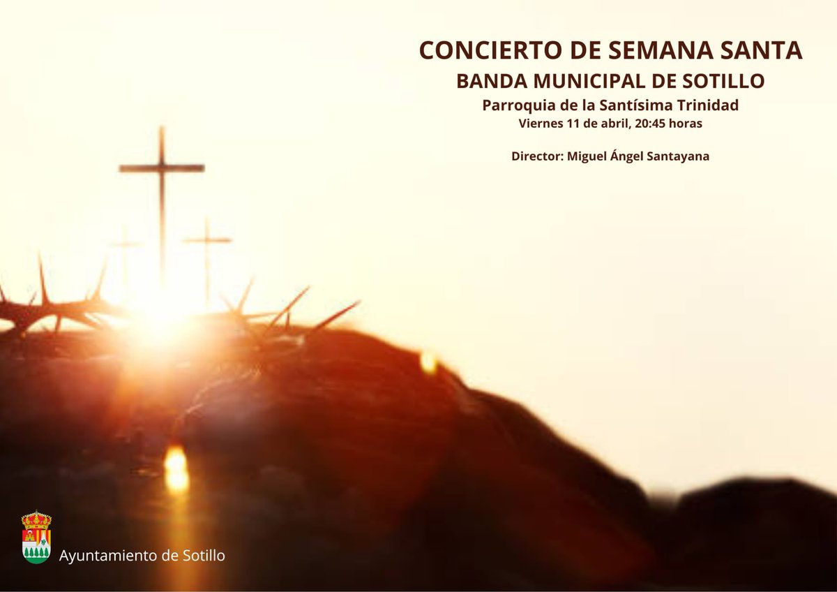 Concierto de Semana Santa.

El próximo viernes de dolores, 11 de abril, tendremos el tradicional concierto de semana santa.

Esta vez será en la Iglesia de Santísima Trinidad a partir de las 20.45 horas. 

🎶🎶 ¡Nos vemos por las calles! 🎶🎶