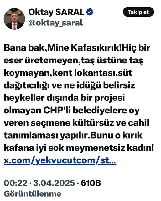 İnanmayacaksınız biliyorum ama...
Aşağıdaki hesap TÜRKİYE CUMHURİYETİ CUMHURBAŞKANLIĞI BAŞ DANIŞMANIDIR..!