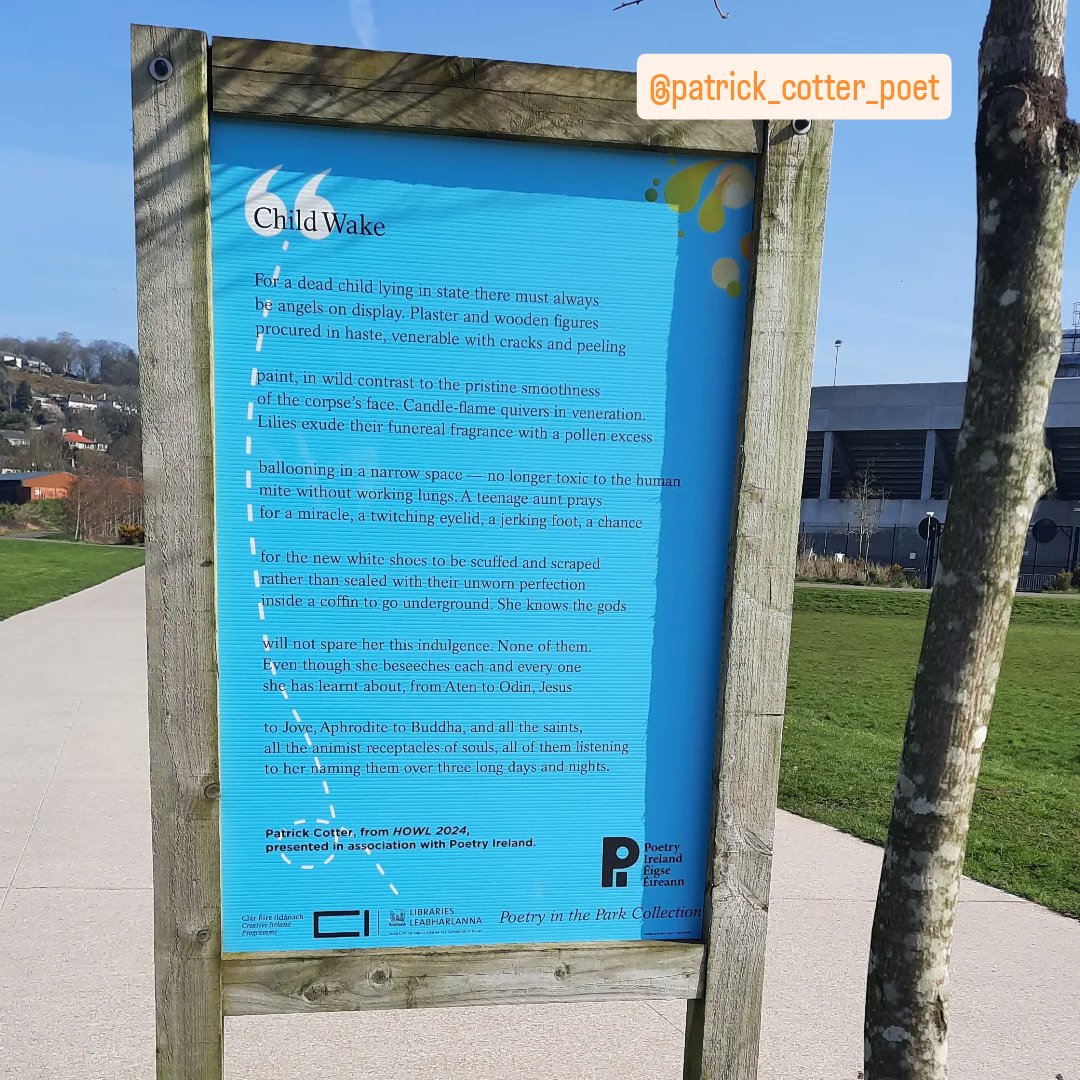 HOWL New Irish Writing (@howlwriting) on Twitter photo Patrick Cotter's beautiful poem, 'Child Wake', as seen in Marina Park, Cork. Huge thanks to <a href="/poetryireland/">Poetry Ireland / Éigse Éireann</a> for supporting us with this project. Much gratitude to <a href="/corkcitylibrary/">Cork City Libraries</a> and <a href="/creativeirl/">Creative Ireland</a> 🩶 Patrick Cotter's beautiful poem, 'Child Wake', as seen in Marina Park, Cork. Huge thanks to <a href="/poetryireland/">Poetry Ireland / Éigse Éireann</a> for supporting us with this project. Much gratitude to <a href="/corkcitylibrary/">Cork City Libraries</a> and <a href="/creativeirl/">Creative Ireland</a> 🩶