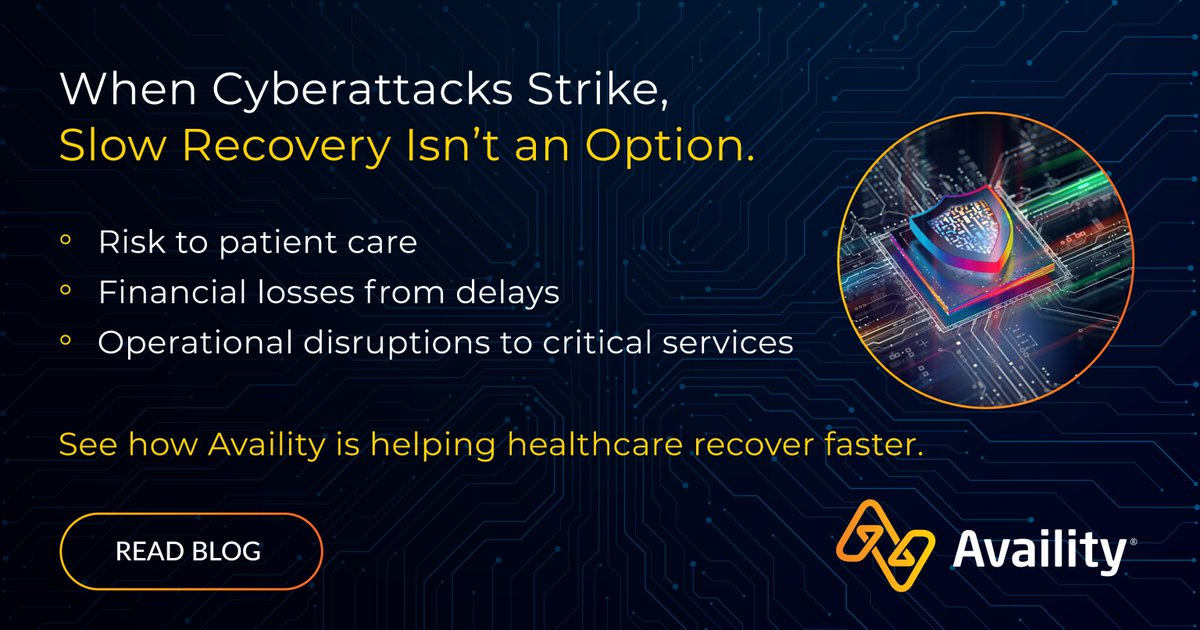 The average ransomware recovery time in healthcare is around 28 days—crippling patient care, cash flow, and operations. Read our latest blog to see how we're helping healthcare bounce back faster: ow.ly/mM3250VuBSR
#CyberResilience #HealthcareSecurity #RapidRecovery