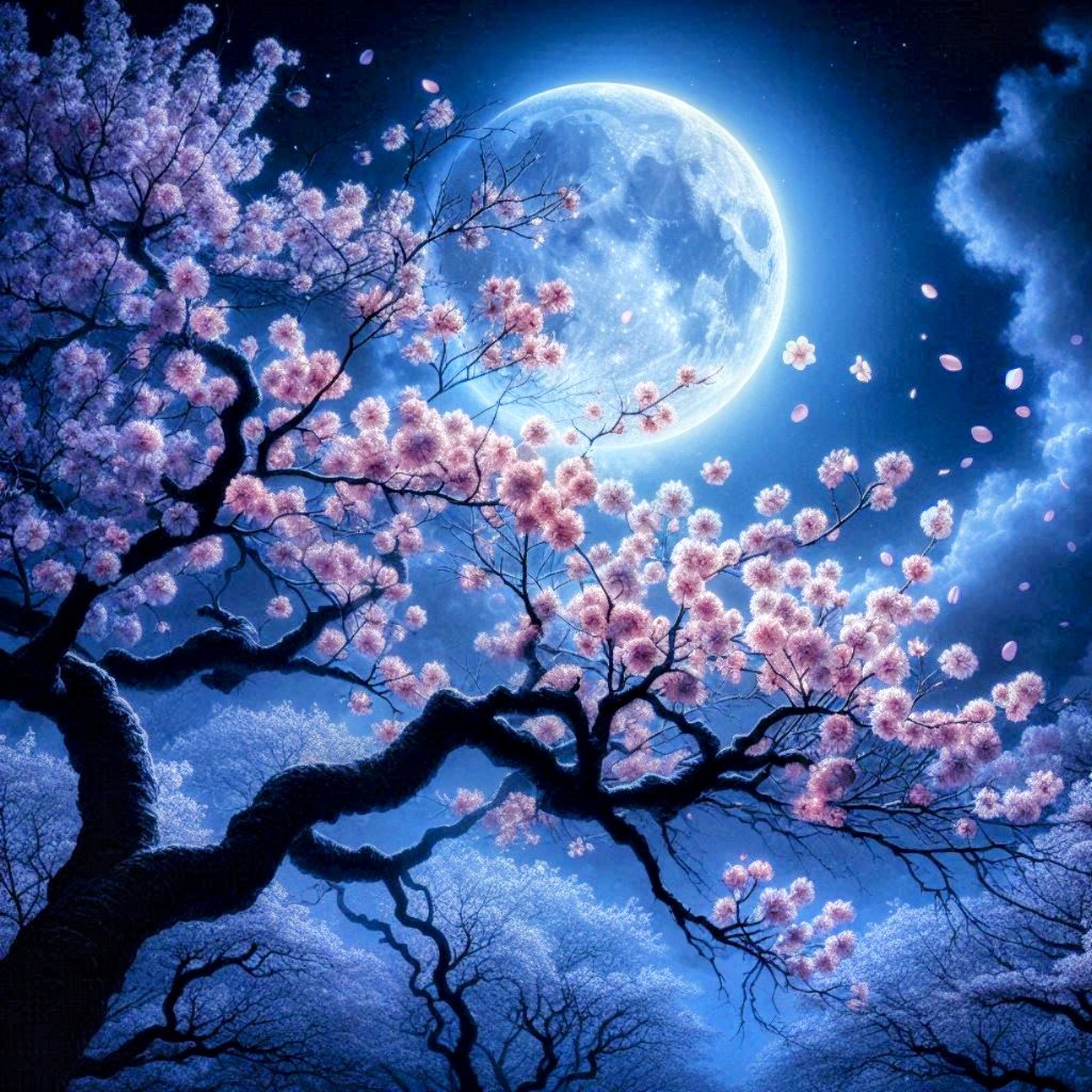FWLMacZ95u95352's tweet photo. "Cherry blossoms fall like pink snow, carrying life’s final verse into eternity. 🌸🌬️✨ #BlossomsAndMoonlight #SpringEphemeral #SereneGoodbye" https://t.co/8efI3cvAgE