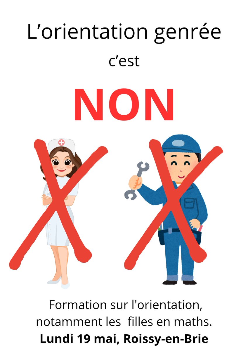 Formation sur l'orientation des élèves, notamment celle des #filles en #maths : lundi 19 mai au collège <a href="/DelacroixRoissy/">collège Eugène Delacroix</a> .
Inscription : externet.ac-creteil.fr/sofia-fmo-acad…