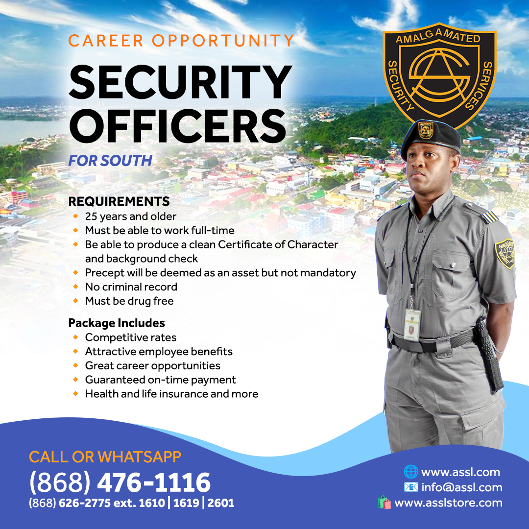 ASSLTT's tweet photo. 🚨 CAREER OPPORTUNITY 🚨
Now Hiring: SECURITY OFFICERS (South

👉 Secure your future today. Apply now!

#NowHiring #SecurityJobs #SouthTrinidad #ASSL #CareerOpportunity #JoinOurTeam https://t.co/5L1HZifuVp