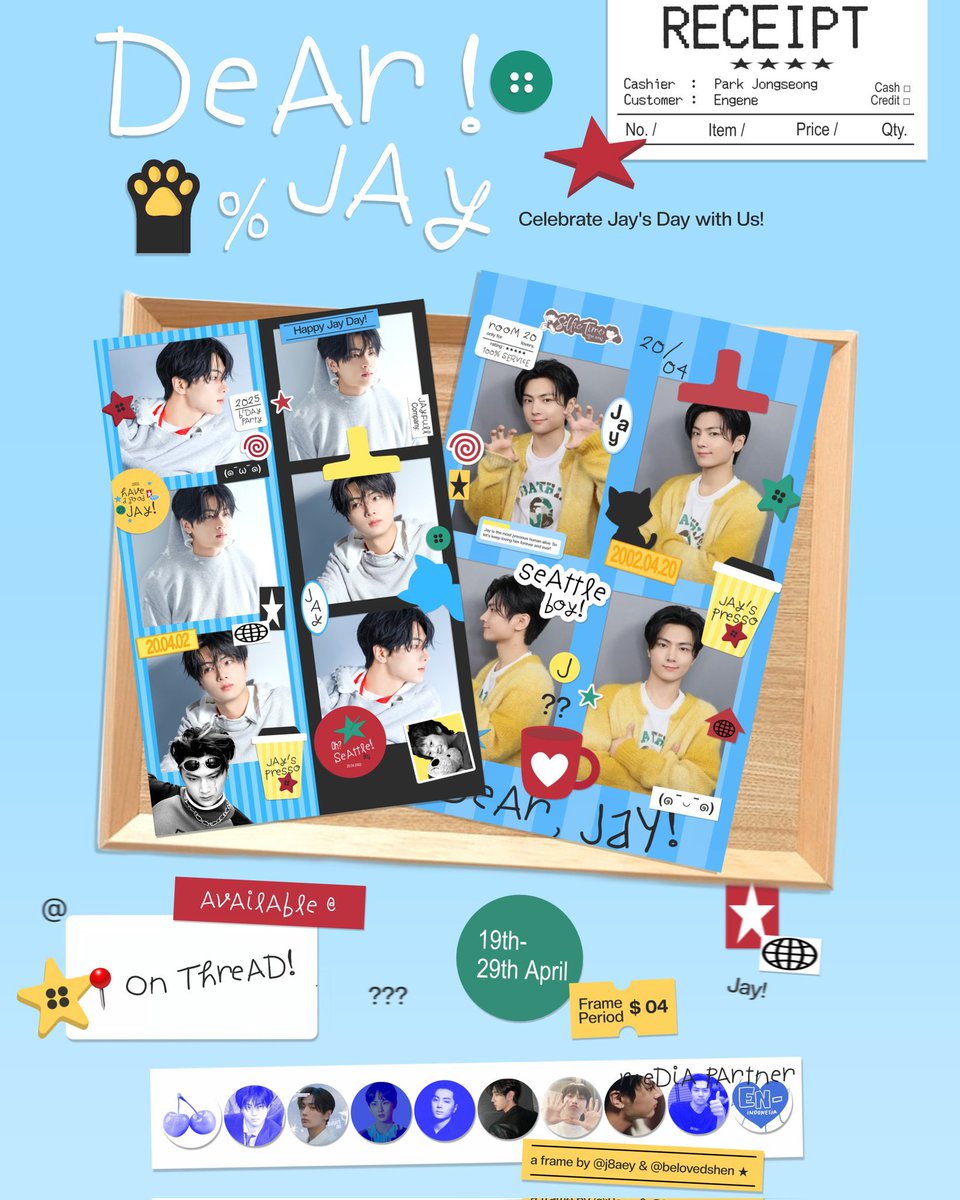 Bluejays_INA's tweet photo. {Media Partner}

★’  #𝗗𝗘𝗔𝗥𝗝𝗔𝗬 : ʻJay Photoframe Event’
by 
@j8aey and @belovedshen (instagram)

📇  Available from 19 - 29 April 2025
📍 Place on thread 🔜

Let’s create more memorable memories by tagging us and using the hastag #DearJay & #HappyJayDay

#JAY #엔하이픈 #제이