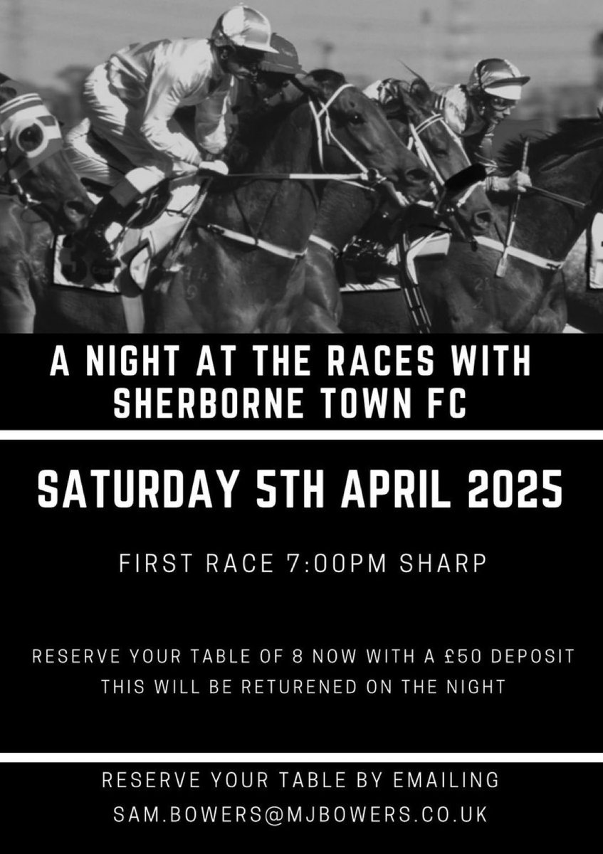 Sherborne Town FC (@sherbornetownfc) on Twitter photo Just because todayās game hasnāt gone ahead tonightās race night most definitely is. Bar will be open from 5pm so get along and support the club tonight #Zebras #COYZ <a href="/WessexLeague/">Velocity Wessex League</a> <a href="/swsportsnews/">South West Sports News</a> <a href="/Abbey_104/">Abbey104</a> <a href="/sherbornetimes/">Sherborne Times</a> <a href="/NonLeagueCrowd/">Non League Crowds</a> <a href="/SherborneTownCl/">Sherborne Town Council</a> Just because todayās game hasnāt gone ahead tonightās race night most definitely is. Bar will be open from 5pm so get along and support the club tonight #Zebras #COYZ <a href="/WessexLeague/">Velocity Wessex League</a> <a href="/swsportsnews/">South West Sports News</a> <a href="/Abbey_104/">Abbey104</a> <a href="/sherbornetimes/">Sherborne Times</a> <a href="/NonLeagueCrowd/">Non League Crowds</a> <a href="/SherborneTownCl/">Sherborne Town Council</a>