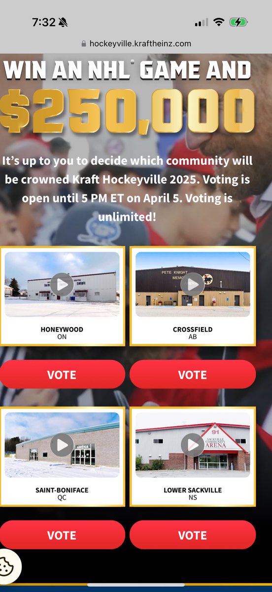 Please continue to vote, today, at: hockeyville.kraftheinz.com/landing - This will take a huge community effort. We came together, as a community, to build the arena, and we need to come together again to help improve it. Please vote as much as you can!