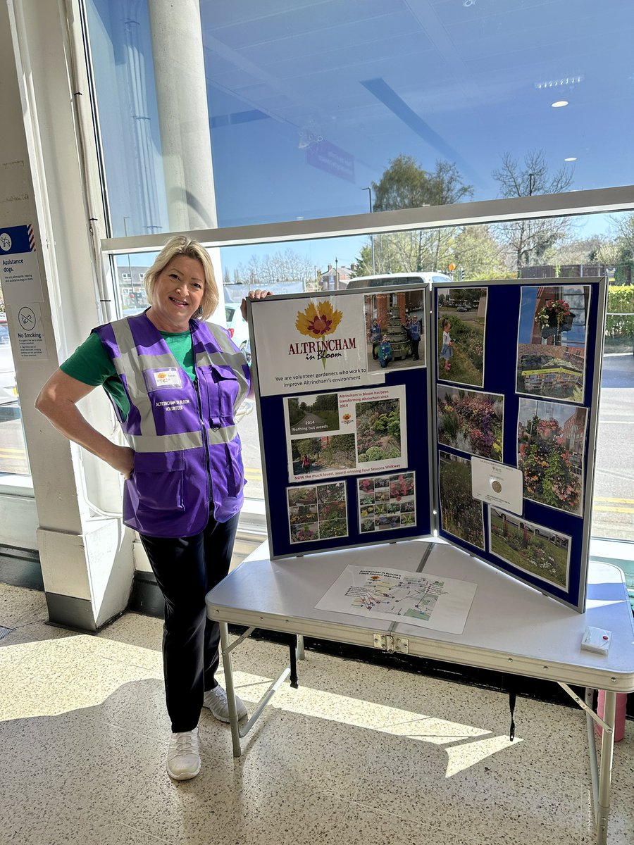 We’re at Tesco Altrincham today, talking to shoppers about our work to make the town look beautiful and inviting. We’d love more volunteers to join us on Weds &amp; Thurs afternoons for our gardening sessions. Get some fresh air and sunshine and make new friends. No exp req!