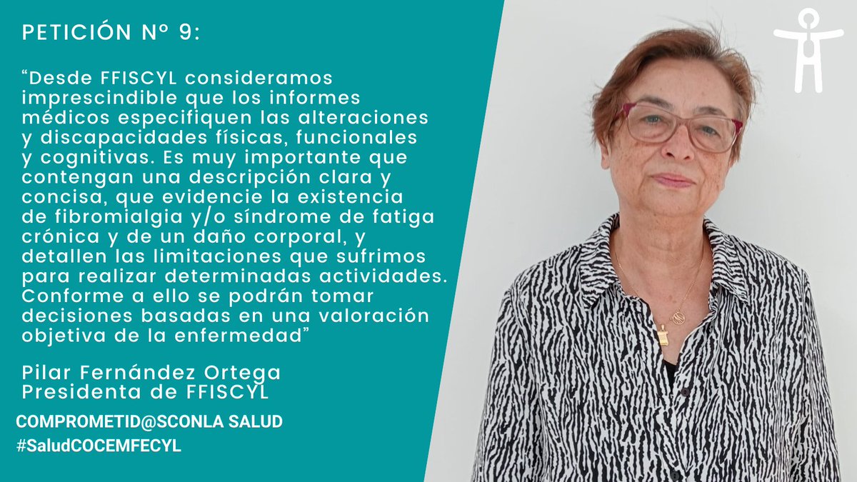 CocemfeCyL (@cocemfecyl) on Twitter photo 📢 Desde <a href="/ffiscyl/">fin feliz iza salud</a>, consideramos imprescindible que los informes médicos especifiquen las alteraciones y discapacidades físicas, funcionales y cognitivas. Gracias a ello, se podrán tomar decisiones basadas en una valoración objetiva de la enfermedad.
Pilar Fernández Ortega. 📢 Desde <a href="/ffiscyl/">fin feliz iza salud</a>, consideramos imprescindible que los informes médicos especifiquen las alteraciones y discapacidades físicas, funcionales y cognitivas. Gracias a ello, se podrán tomar decisiones basadas en una valoración objetiva de la enfermedad.
Pilar Fernández Ortega.