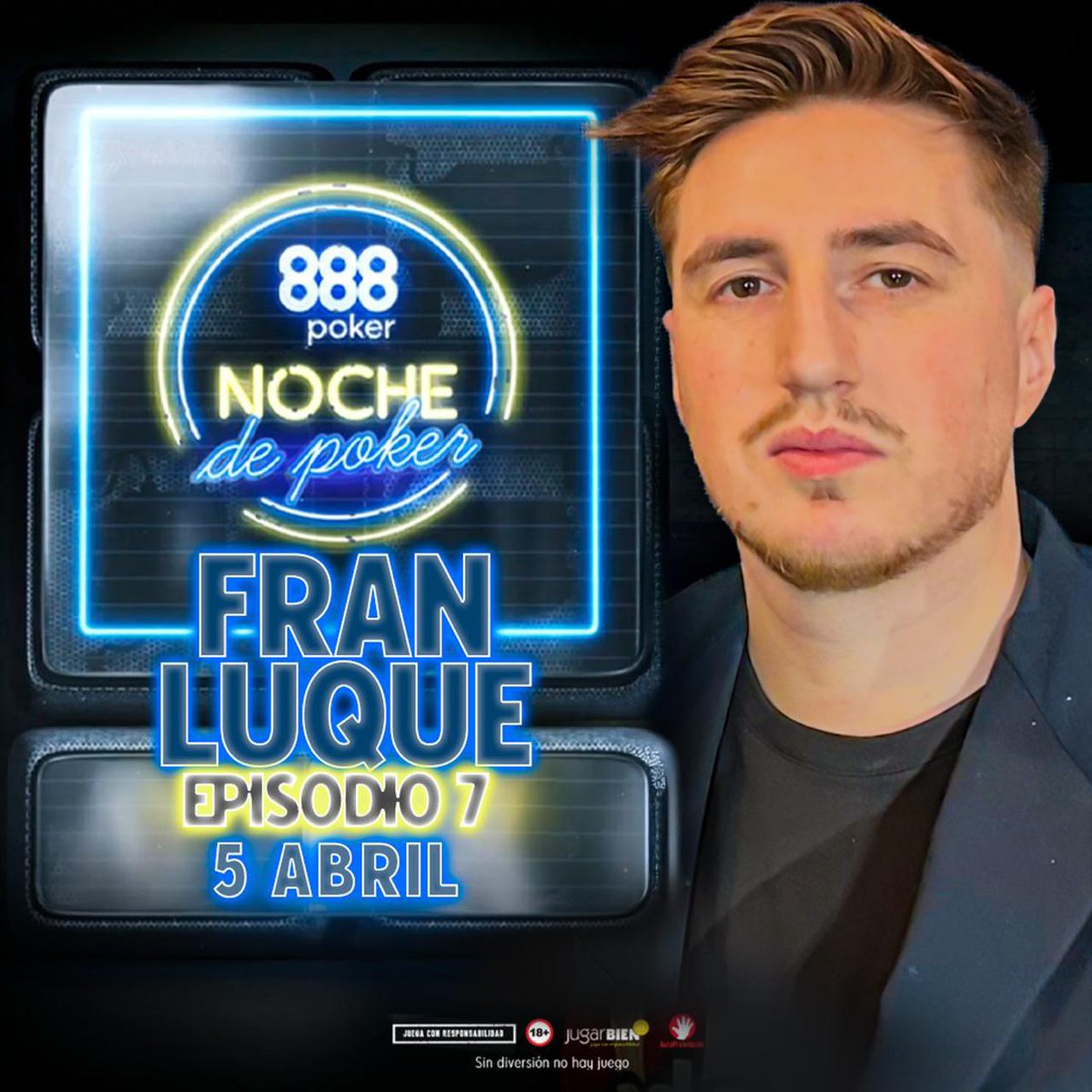 ¡Séptimo episodio de la 8ª temporada de Noche de Poker! 

🎁5.300 € y 8 Mystery Bounty en juego
🎟️1 entrada para el 888poker LIVE Barcelona
⚡️El streamer <a href="/FranLuque10/">Fran Luque</a> será el invitado especial

🏆¿Se llevará el penúltimo billete para la Gran Final?
📺Hoy a las 20:00 en directo