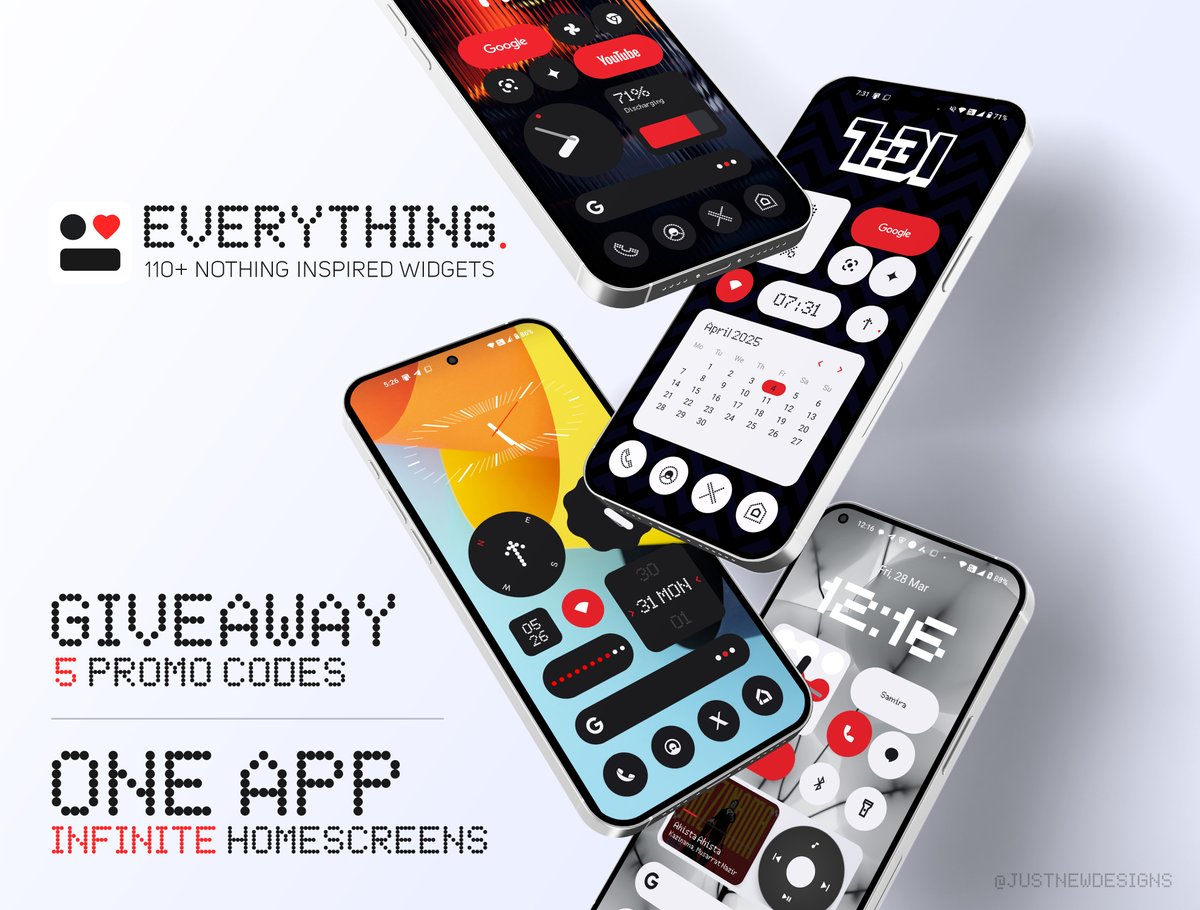 justnewdesigns's tweet image. Everything Widgets Giveaway
110+ Nothing Inspired Widgets.

🎁 5 Promo Codes!
Just ♥, Retweet &amp;amp; Comment to enter. Result in 24-30 Hours.