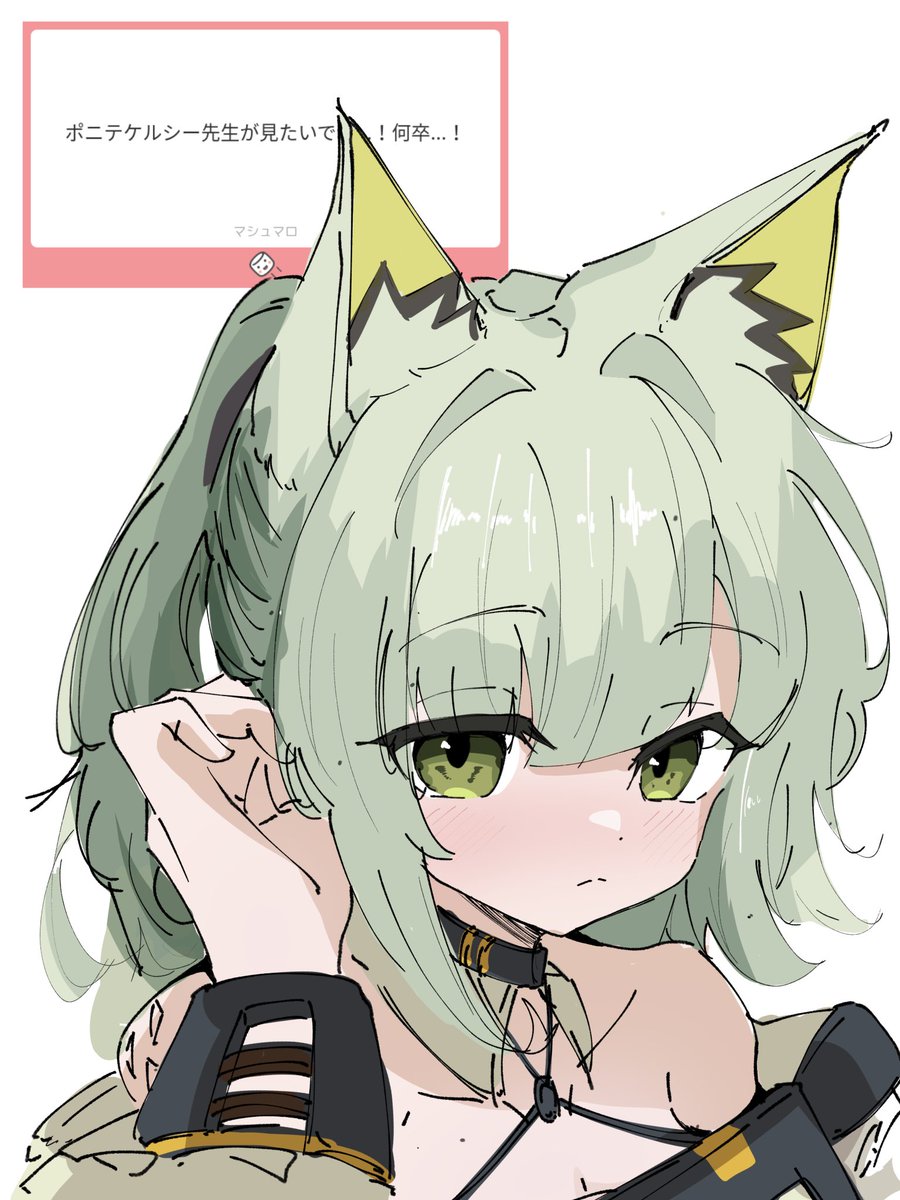 アークナイツ「#アークナイツ マシュマロお題気がついて欲しいポニテケルシー 」|ニニのイラスト