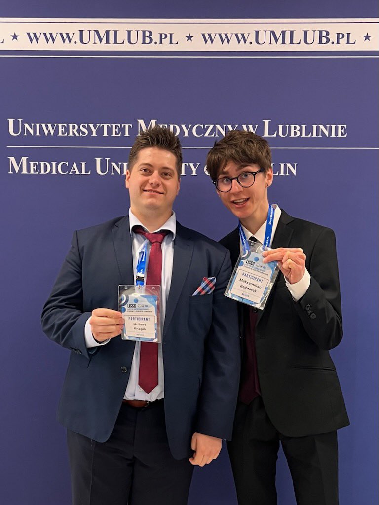 Congratulations to our students on their immense success at Lublin International Students' Surgical Congress LISSC 2025. Maksymilian Bednarek won, having received the first place award and Hubert Knapik the second place award. <a href="/WMCM_UKSW/">Faculty of Medicine, Cardinal Wyszynski University</a> <a href="/FilipMSzymanski/">Prof. Filip M. Szymanski</a> <a href="/AdamKobayashiMD/">Adam Kobayashi</a>