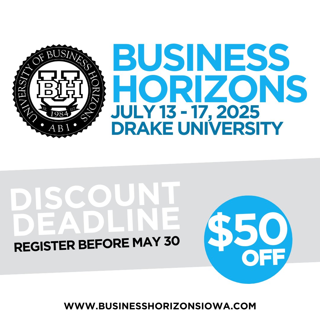 100 days until Business Horizons!

Make sure to get registered early for a discount. See you on July 13th for the 'best week of the summer'! loom.ly/7mioAnA