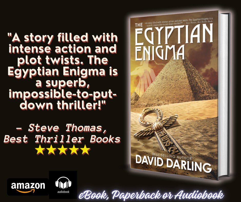 The Egyptian Enigma is available in eBook, paperback and audiobook. If you are interested in a signed copy send me a message. Arrangements can be made!

t.ly/YDxIV