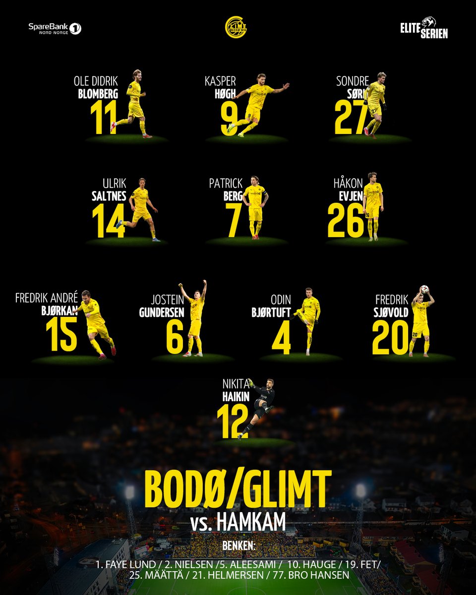 Slik starter Glimt mot HamKam 💪