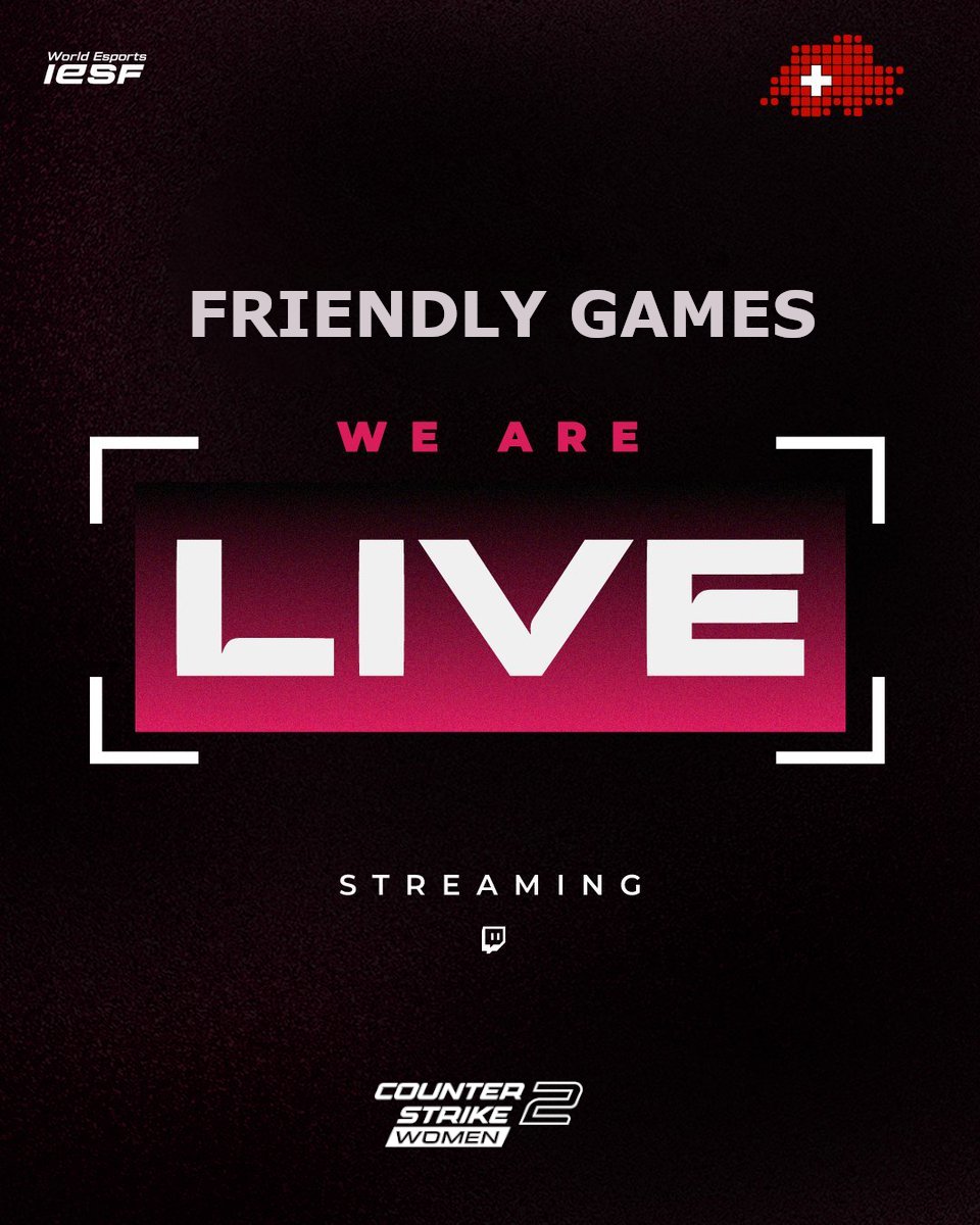 LIVE NOW CS2 WOMEN FRIENDLY GAMES

📽️twitch.tv/swissesports

🎙️ Casters: <a href="/Kairos_Cast/">Kairos</a>  &amp; <a href="/Wide_Leo/">Leonardo Giani</a> 
📷 Observer: <a href="/Brantasmo/">Brandizzy</a> 

Good Luck, Girls!🤞🍀

#WorldEsports #IESF #CS2WOMEN