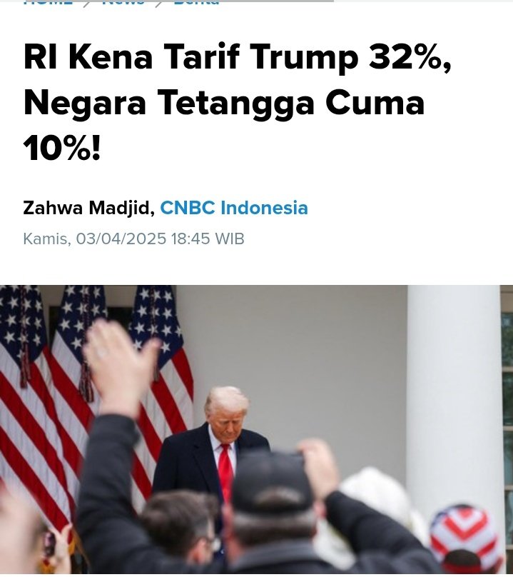 Tarif 32% AS akan membuat ekspor turun, akan banyak pekerjaan hilang, ekonomi  melambat. 
Yg bisa dilakukan Pemerintah selain nego ke AS adalah mencari pasar baru, menggerakkan industri lokal biar tahan banting. 
Tapi strategi itu sifatnya jangka panjang

Low quality masih joget
