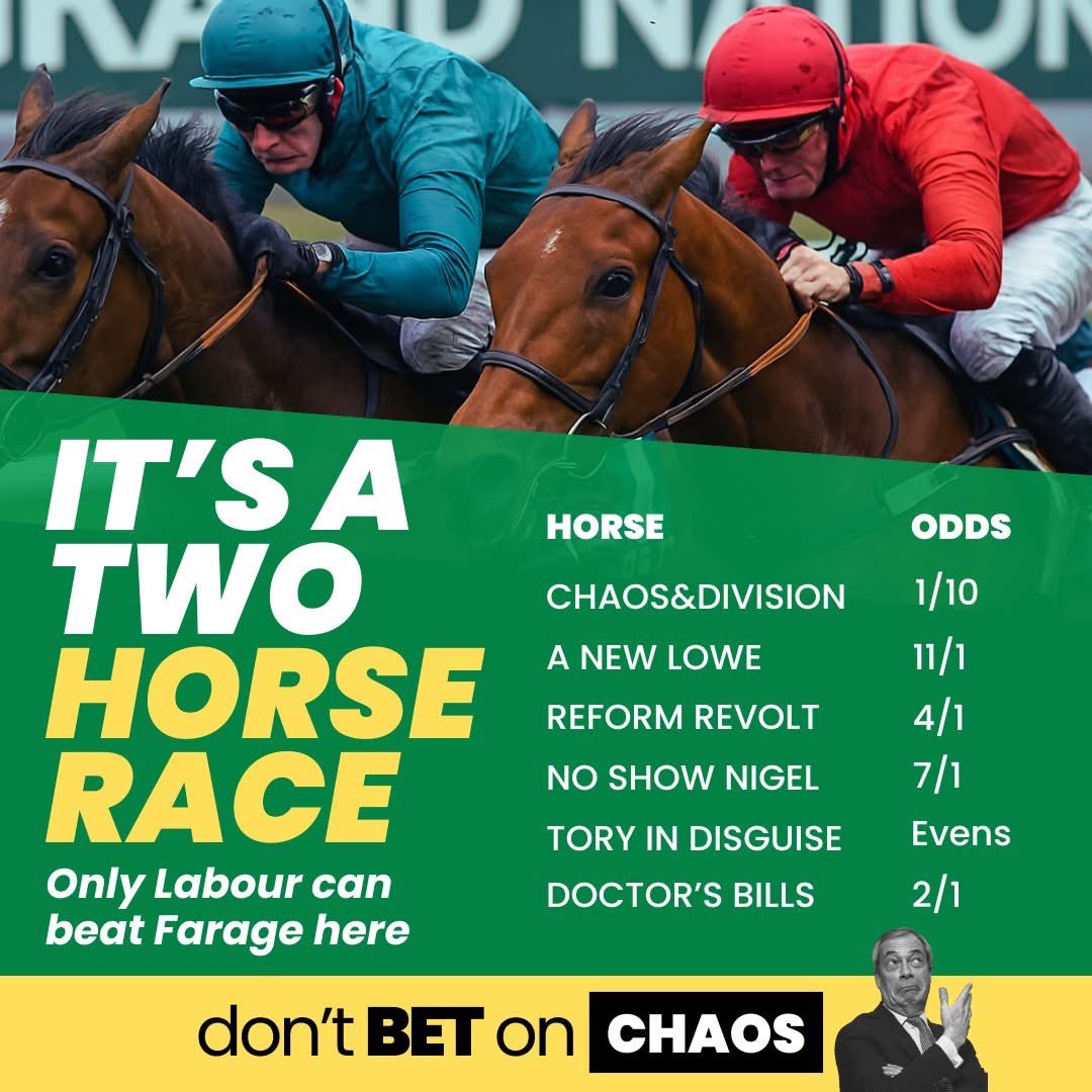 It’s a two horse race in Runcorn and Helsby. Only Labour can beat Farage.  #GrandNational #Runcorn #votelabour