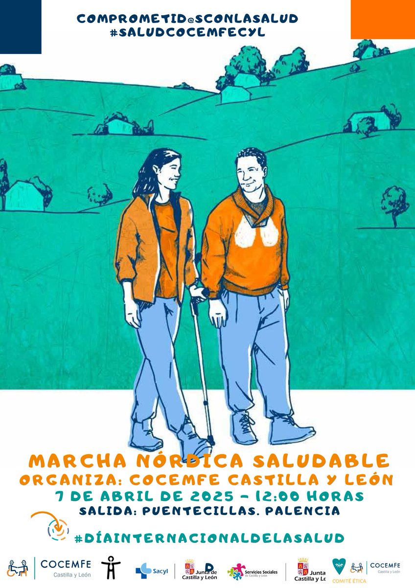 CocemfeCyL (@cocemfecyl) on Twitter photo 📢 Mañana, 7 de #abril, <a href="/cocemfecyl/">CocemfeCyL</a> organiza una marcha nórdica saludable (nordic walking), en #Palencia, para celebrar el #Diainternacionaldelasalud
Prepara los bastones y acércate a acompañarnos👩🦽
📆7 de abril
⏰12:00 horas
🖲 Salida: Puentecillas
Comprometid@sconlasalud 📢 Mañana, 7 de #abril, <a href="/cocemfecyl/">CocemfeCyL</a> organiza una marcha nórdica saludable (nordic walking), en #Palencia, para celebrar el #Diainternacionaldelasalud
Prepara los bastones y acércate a acompañarnos👩🦽
📆7 de abril
⏰12:00 horas
🖲 Salida: Puentecillas
Comprometid@sconlasalud
