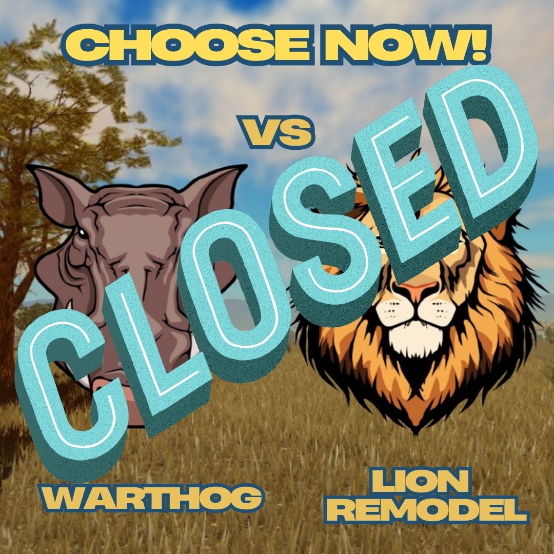 NOYO_Production's tweet image. 🦁 The Votes Are In – Lion Remodel Wins! 👑🔥
Thanks to everyone who voted in our poll! 🎉 
🦁✨More info is coming soon! 🗓️
#SavannahLife #Roblox #NOYOProductions #WildlifeGaming #RobloxAnimals