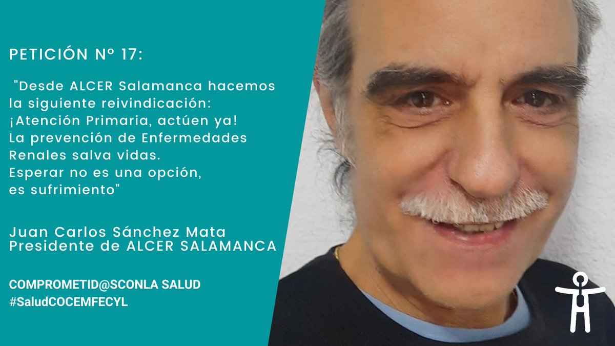 CocemfeCyL (@cocemfecyl) on Twitter photo 🗣 Desde <a href="/alcersalamanca/">ALCER Salamanca</a> hacemos la siguiente reivindicación: ¡Atención Primaria, actúen ya! La prevención de Enfermedades Renales salva vidas.
Esperar no es una opción, es sufrimiento.
Juan Carlos Sánchez Mata, presidente. Comprometid@sconlasalud
#saludcocemfecyl 🗣 Desde <a href="/alcersalamanca/">ALCER Salamanca</a> hacemos la siguiente reivindicación: ¡Atención Primaria, actúen ya! La prevención de Enfermedades Renales salva vidas.
Esperar no es una opción, es sufrimiento.
Juan Carlos Sánchez Mata, presidente. Comprometid@sconlasalud
#saludcocemfecyl
