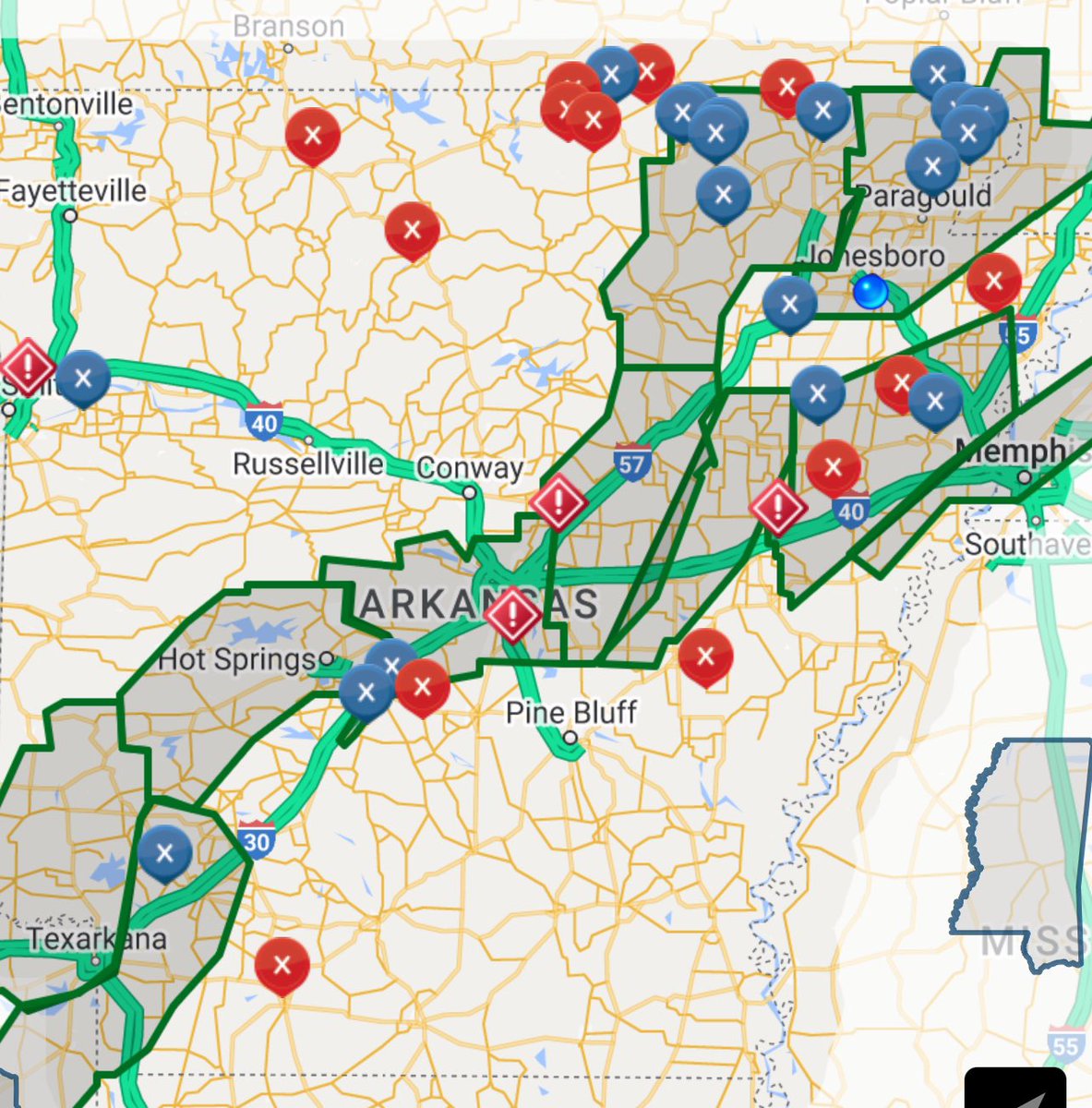 Tons of road closures! idrivearkansas.com