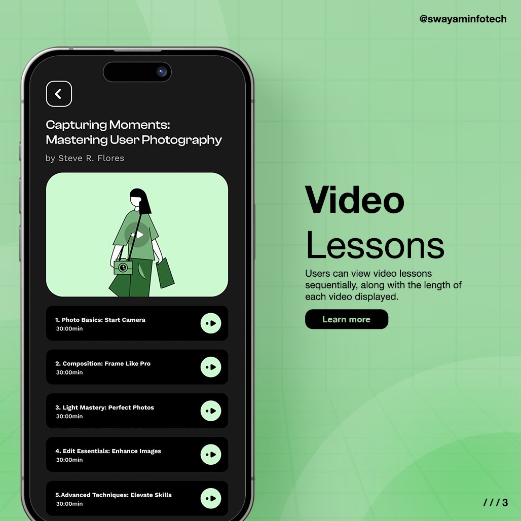 swayaminfotech's tweet image. Explore the power of online learning with our e-learning app. Introducing the Smart Learn Video Application—an innovative E-learning platform. Elevate your organization's educational experience.
.
Visit: swayaminfotech.com/smart-learn-vi… 
.
#elearningappdevelopment #smartlearnapp