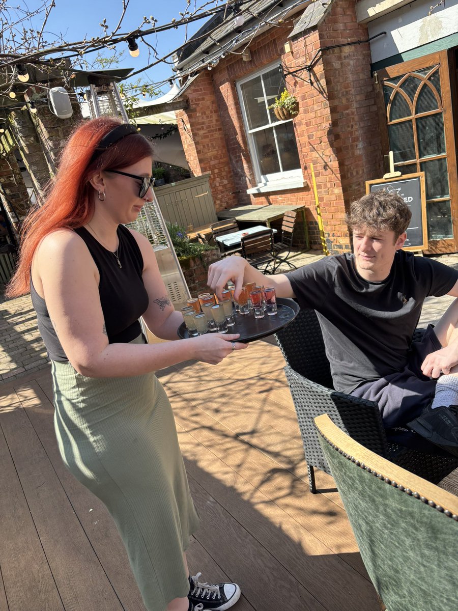 Everyone’s out enjoying the sunshine - can’t wait for my day off ☀️ 

Maisie is adding a lil extra something to the day with our Spritz tasters … showing off the Passionfruit Yuzu, Livener &amp; Rhubard Rose