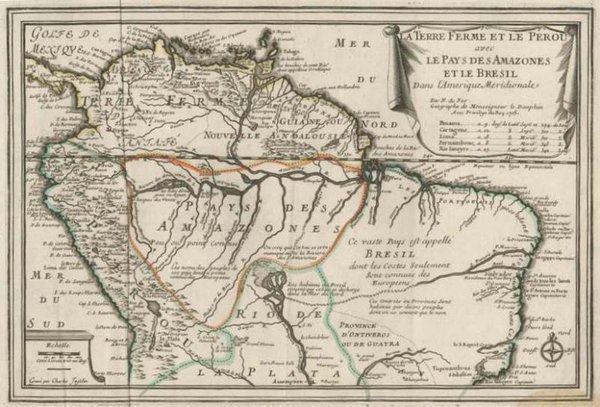 América Meridional. N. de Fer Geógrafo de Monseñor el Dauphin. Con privilegio del Rey 1705.