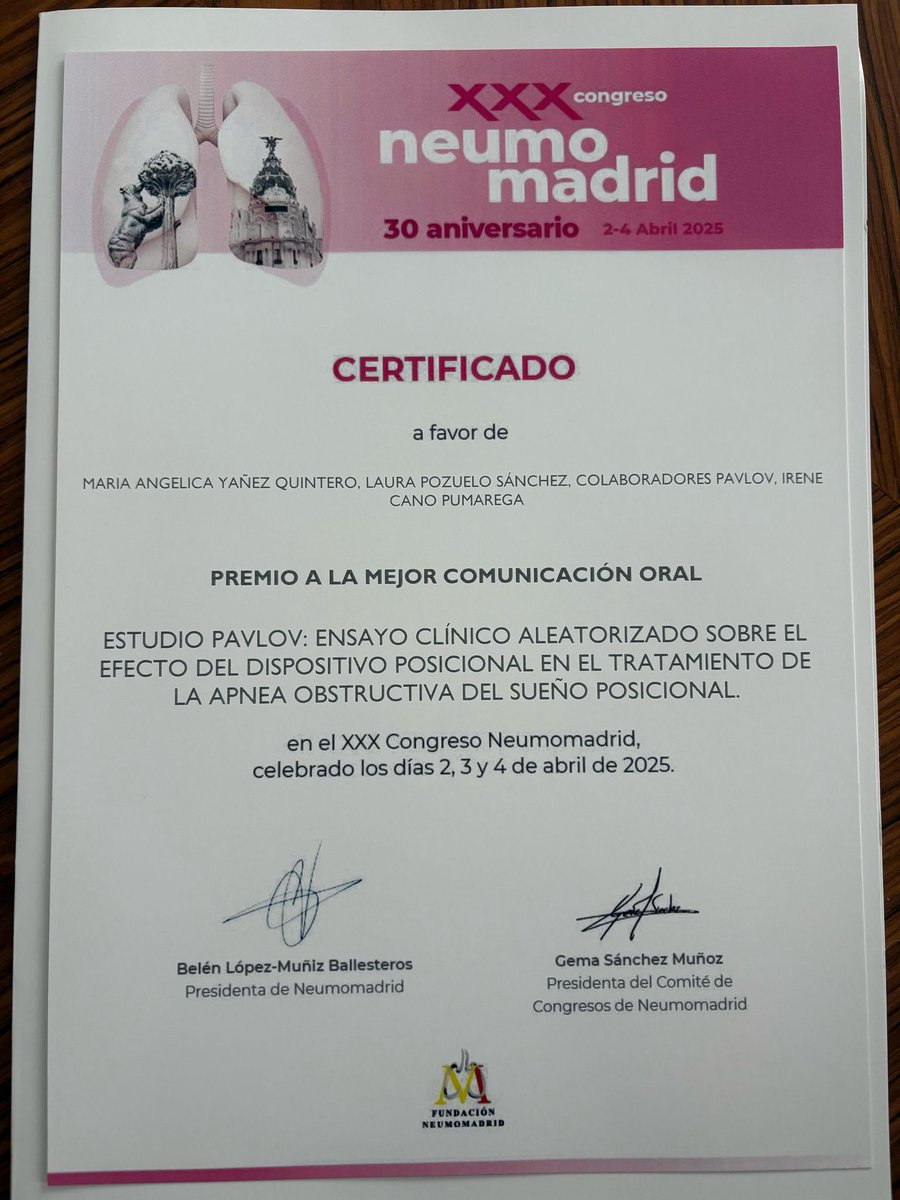 ¡Muchas gracias a María Angélica Yañez y a Cristiano VanZeller y por supuesto a <a href="/NeumoMadrid/">Neumomadrid</a> y enhorabuena al equipazo de sueño de nuestro servicio! <a href="/cano_pumarega/">Irene Cano</a> <a href="/LauPs2/">Laura PS</a> <a href="/AldaraGarciaNM/">Aldara García-Sánchez</a> <a href="/saraglezcastro/">Sara González Castro</a>