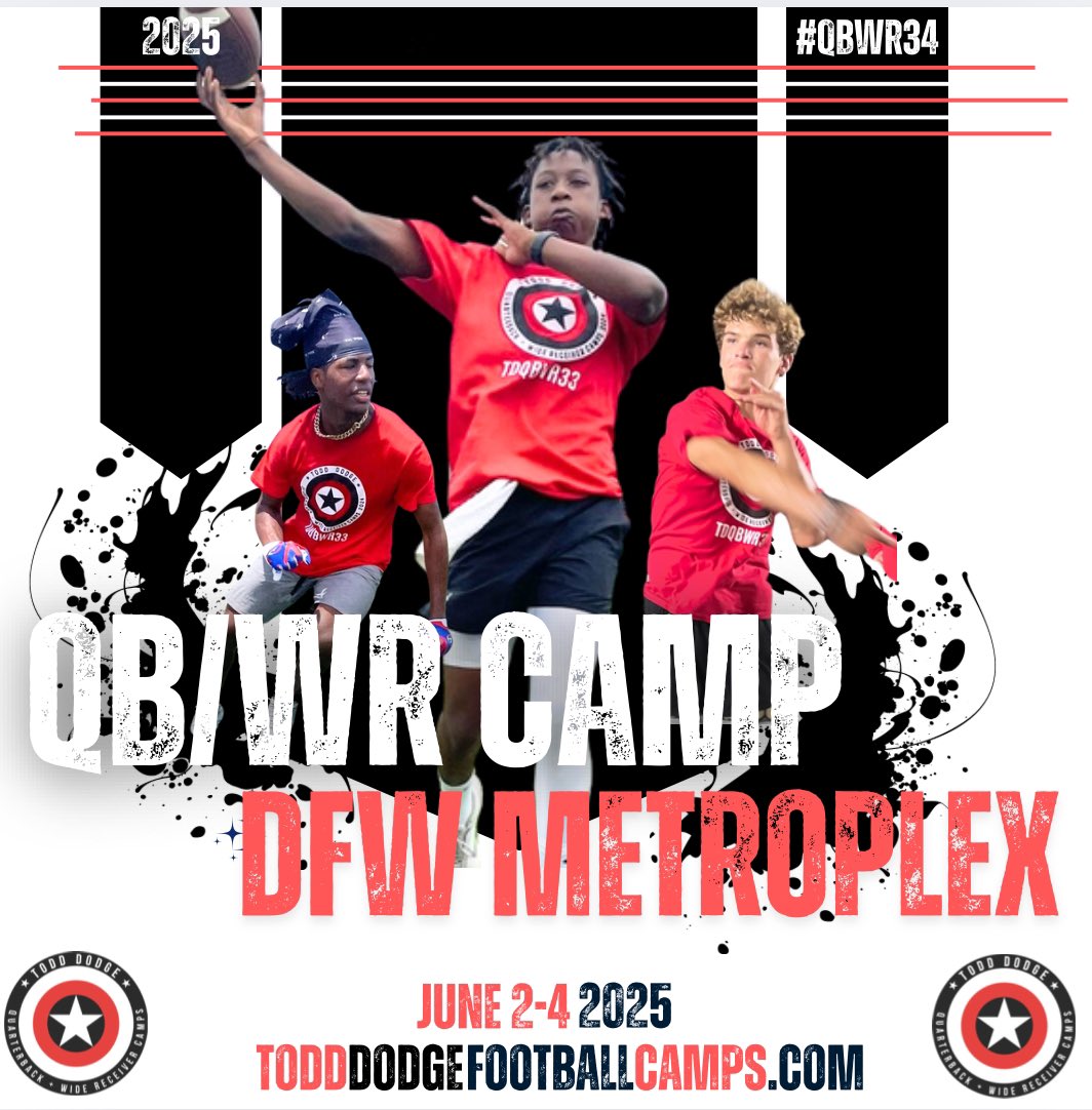Registration for my 34th annual QB/WR/Skill Position summer camp in the DFW Metroplex is open.  June 2-4 for rising 5th - Seniors. Registration 🔗 in bio. #TDQBWR34