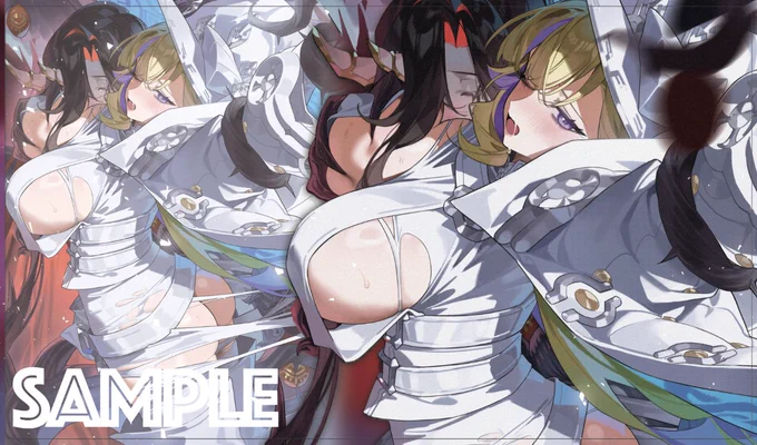 COMIC1☆26/エアコミ1 新作発表⑲ アーフェス(原罪&妖魔) の スリーブ(一部が光ってます) や プレイマット になります! イラストレーターは Red cucumber() 様です。 ※プレイマットはフルアート版と横版の2種類があります。