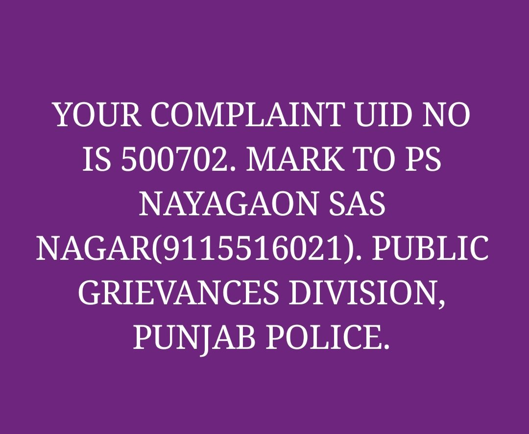 Kiran Pal Vansh (@vansh_kira88923) on Twitter photo <a href="/BhagwantMann/">Bhagwant Mann</a> <a href="/CsPunjab/">Chief Secretary Punjab</a> <a href="/DGPPunjabPolice/">DGP Punjab Police</a> @Arvindkejriwal <a href="/sasnagarpolice/">SAS NAGAR POLICE</a> @punjabpoliceInd पंजाब सरकार को शिकायती प्रार्थना पत्र दिया था जिसका आज तक पुलिस प्रशासन,थानाध्यक्ष व जांच अधिकारी की मिलीभगत से जाँच रिपोर्ट न देकर मानसिक प्रताड़ना कर षड्यंत्र रच कर परेशान किया जा रहा है। <a href="/BhagwantMann/">Bhagwant Mann</a> <a href="/CsPunjab/">Chief Secretary Punjab</a> <a href="/DGPPunjabPolice/">DGP Punjab Police</a> @Arvindkejriwal <a href="/sasnagarpolice/">SAS NAGAR POLICE</a> @punjabpoliceInd पंजाब सरकार को शिकायती प्रार्थना पत्र दिया था जिसका आज तक पुलिस प्रशासन,थानाध्यक्ष व जांच अधिकारी की मिलीभगत से जाँच रिपोर्ट न देकर मानसिक प्रताड़ना कर षड्यंत्र रच कर परेशान किया जा रहा है।