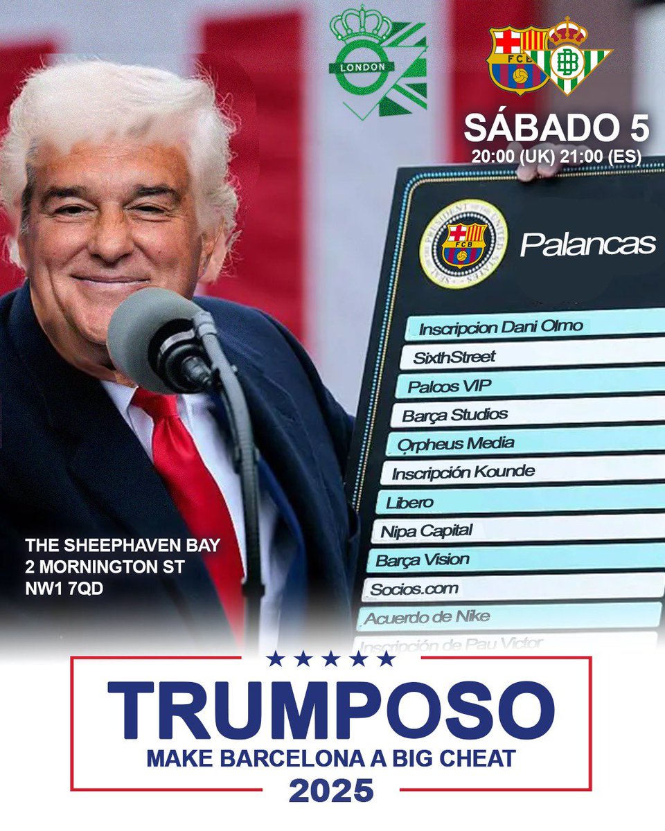 ¿Quién se anima a ver el Barcelona vs Betis con la Peña Bética de Londres? 💚